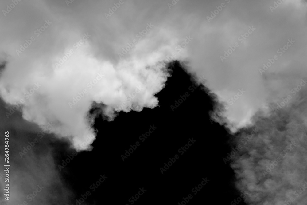 White cloud, Fluffy texture , Abstract, isolated on black background