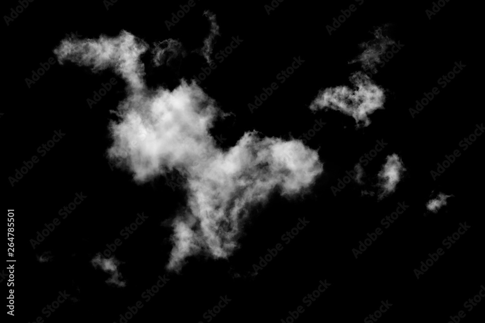 White cloud, Fluffy texture , Abstract, isolated on black background