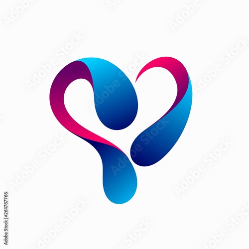 Water droplet logo forms the heart concept