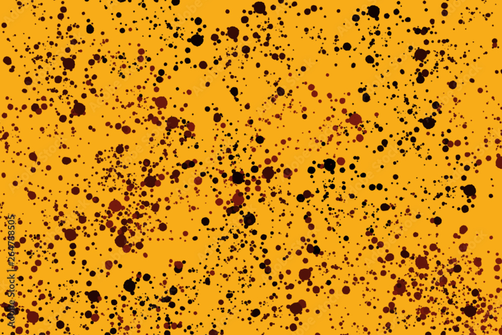 Yellow orange abstract bright old paper vintage background painted grunge  artsy texture with dark black watercolor or ink blotchy splatter drops  pattern in painting art wallpaper backdrop image design Stock Illustration |