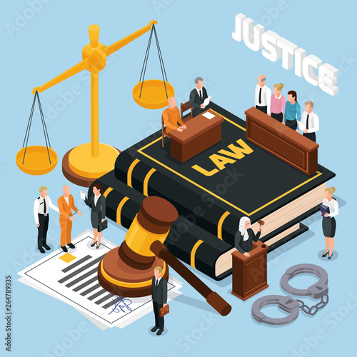 Law Justice Isometric Composition 