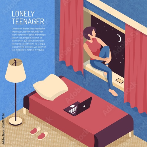 Isometric Teenager Bedroom Background