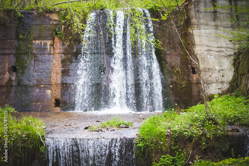 Fresh mountain waterfall background