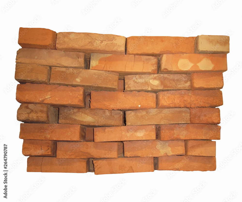 The stack of red bricks. White background. Isolated. The stack of red bricks. White background. Isolated.