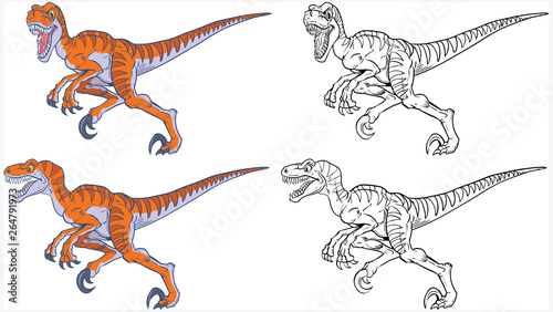 Running Velociraptor Cartoon Mascot Set photo