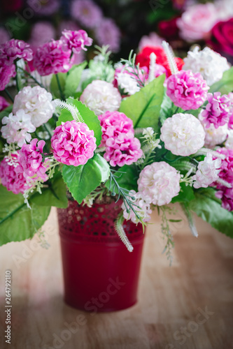 A bouquet of flowers in a vase