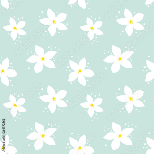 Seamless floral background with white flowers. 