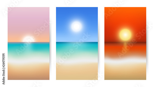 Beach and Sea blur background - Sunrise or sunset - Vector