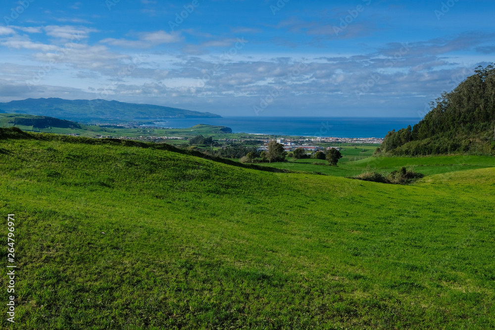 Landscape view of the nature on the Sao Miguel island, in Azores, Portugal