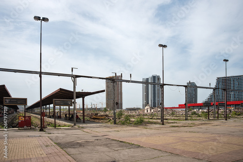 Belgrade, Serbia April 26, 2019: The main railway station in Belgrade was demolished. It was destroyed due to the construction of Belgrade waterfront.