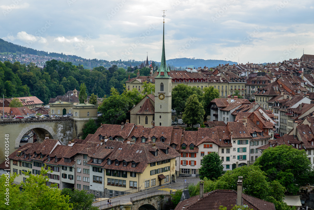 Bern Swiss old town clock house tower river