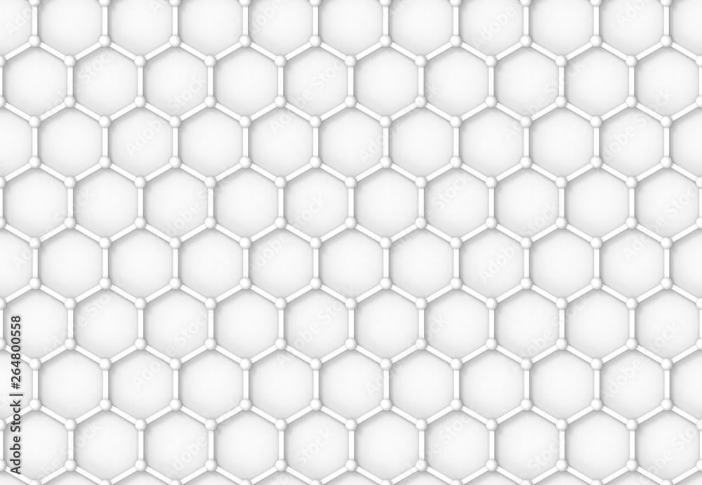 Fototapeta 3d rendering. hexgonal relation structure mesh pattern wall design background.