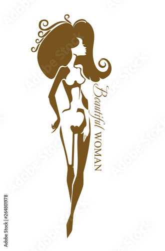 Beautiful woman. Vector female nude beauty silhouette. Can be used for the logo of a beauty salon, aesthetic medicine, other.