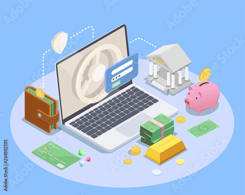 Online Banking Isometric Composition