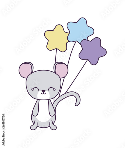 cute mouse animal with balloons helium
