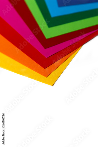 Geometric composition of several bright color sheets of paper. Suitable background for your design, presentation, brochure, web, banner, catalog, poster, book, magazine