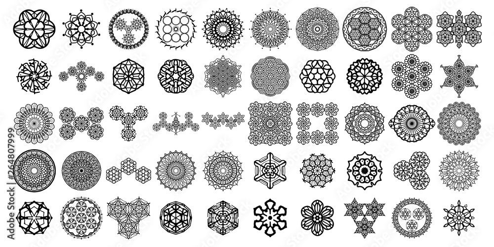 various mandala collections sets. Boho style. Vector files can be applied to print and digital media