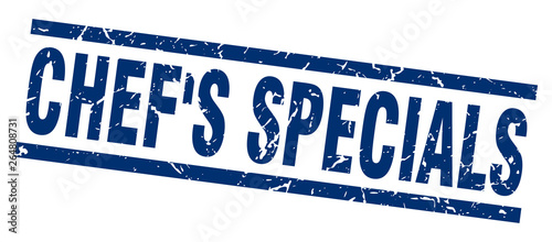 square grunge blue chef's specials stamp
