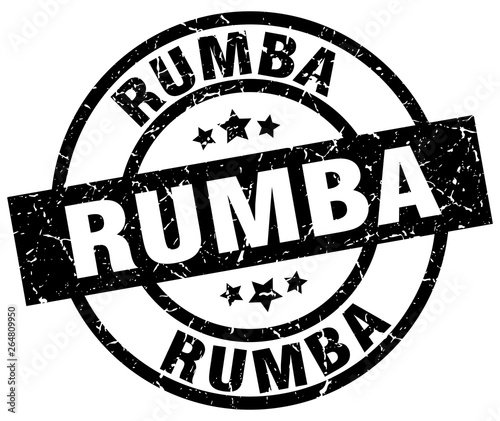 rumba round grunge black stamp