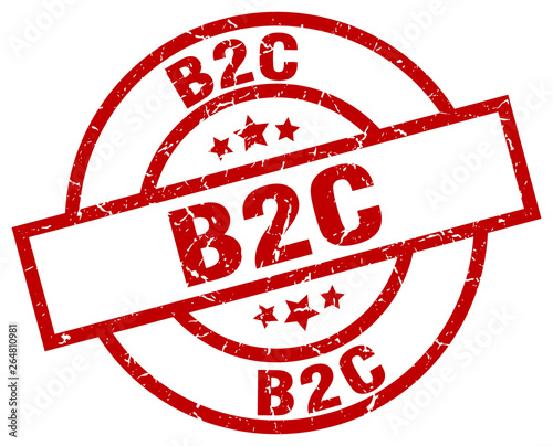 b2c round red grunge stamp