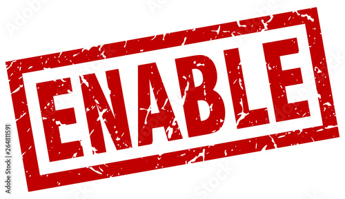 square grunge red enable stamp