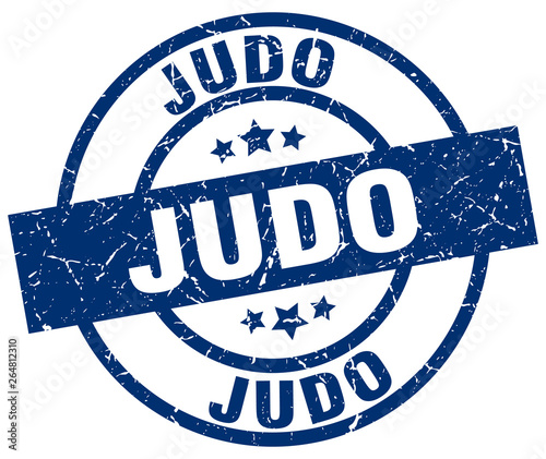 judo blue round grunge stamp