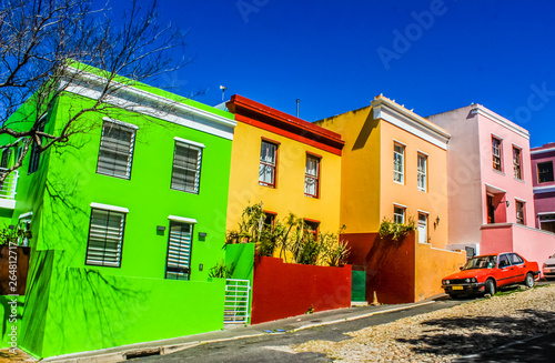 Colorful streets of Bo-Kaap a cape malay colony in Cape Town Sou