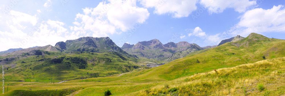 panoramic view from the Aubisque pass, mountain pass of the French Central Pyrenees, culminating at 1,709 meters. Nouvelle Aquitaine region