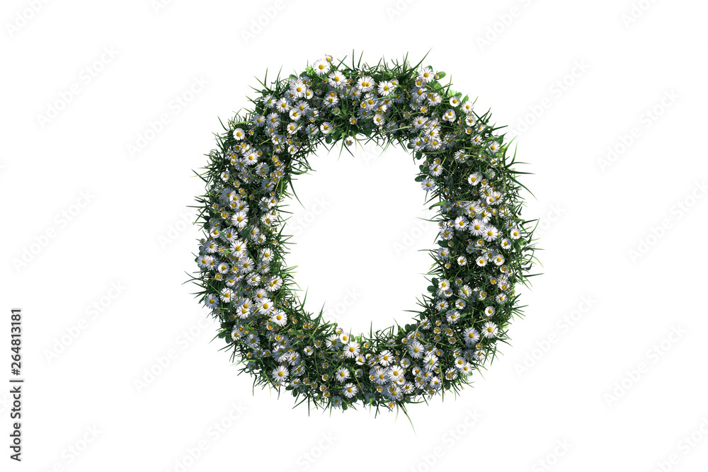 3d rendering alphabet letter O, made of flowers 3d rendering alphabet letter O, made of flowers