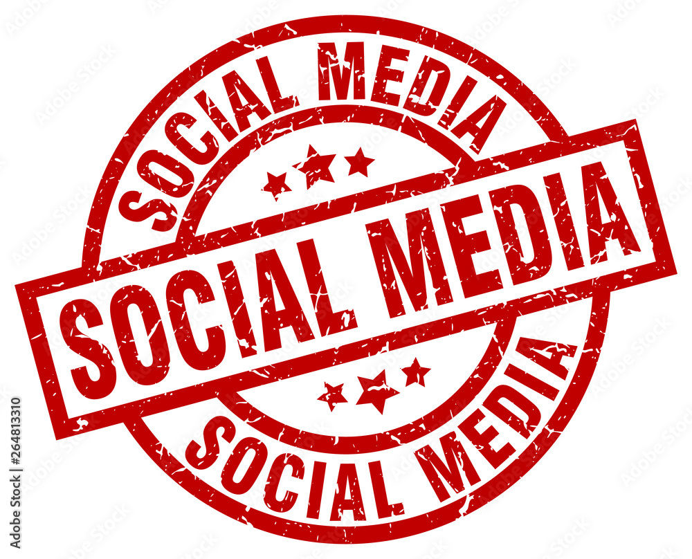 social media round red grunge stamp social media round red grunge stamp