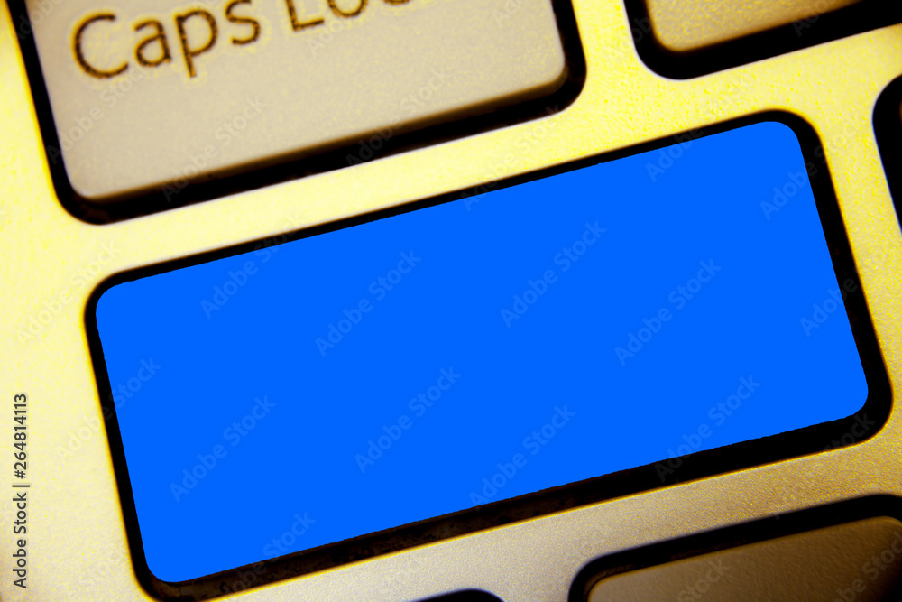 Design business concept Empty copy space modern abstract background. Keyboard blue key Intention create computer computing reflection document