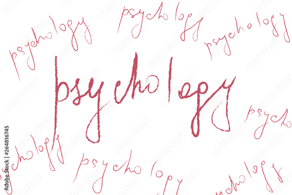 Red sign psychology on abstract beije background - mental health and psychotherapy concept