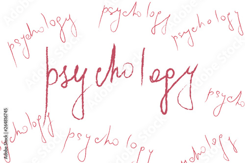 Red sign psychology on abstract beije background - mental health and psychotherapy concept