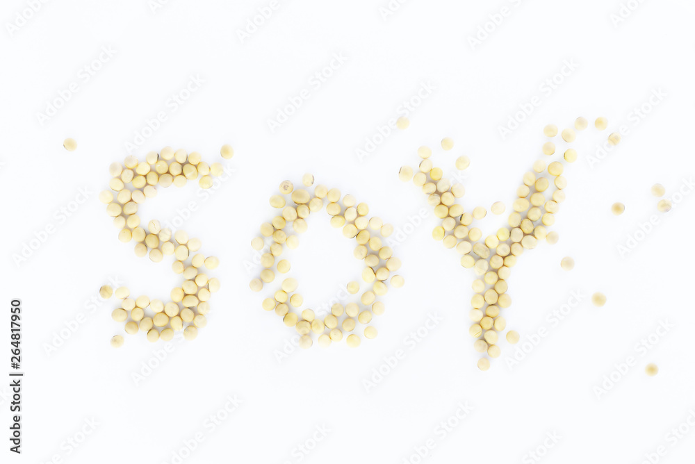 Closeup of soy beans on white background, selective focus (detailed close-up shot) Closeup of soy beans on white background, selective focus (detailed close-up shot)