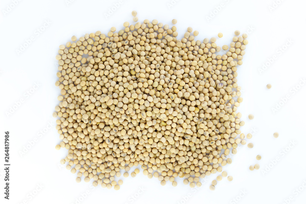Closeup of soy beans on white background, selective focus (detailed close-up shot) Closeup of soy beans on white background, selective focus (detailed close-up shot)