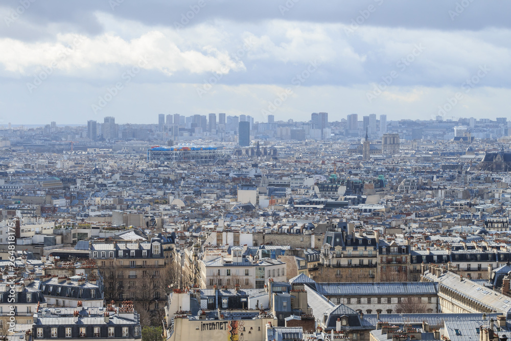 Scenic rooftop view of Paris, France. Paris Skyline