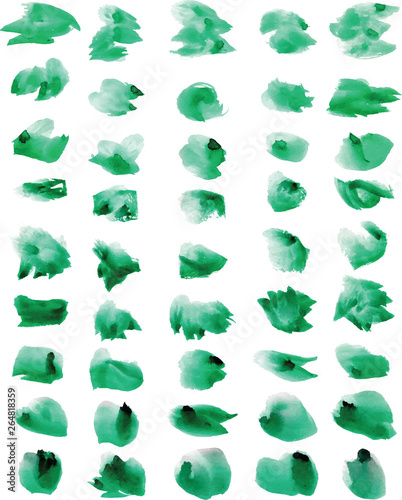 Big set of watercolor brush strokes and stains