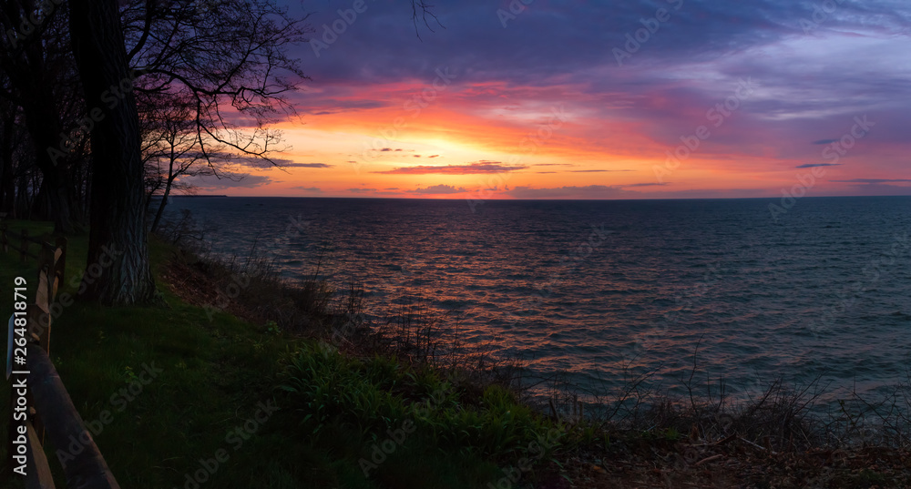 Cliff along Lake Erie at sunset