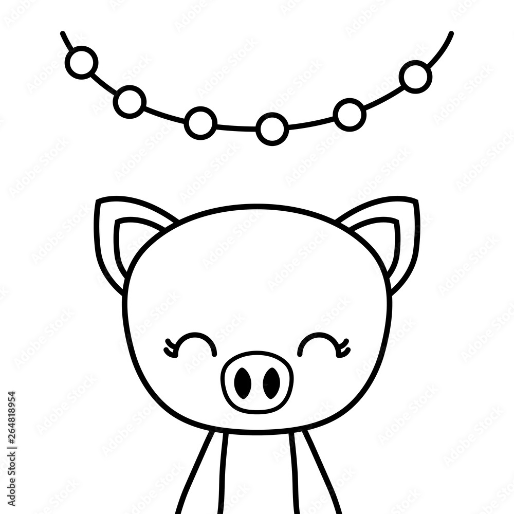 cute piggy animal with garlands hanging cute piggy animal with garlands hanging