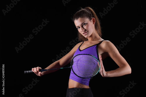 young girl with a rocket plays badminton © zhagunov_a