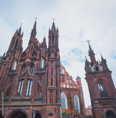 Scenic view of St Anne Church, gothic old Catholic Church from red bricks in Vilnius, Lithuania