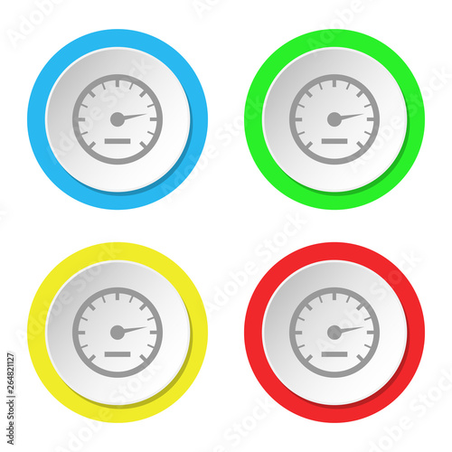 Speedometer icon. Set of round color flat icons.
