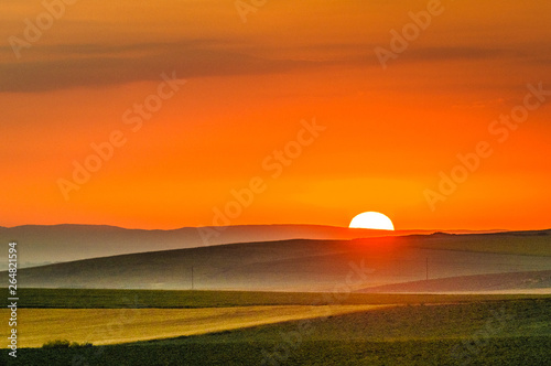 Sunrise in Yambol, Bulgaria, morning sun