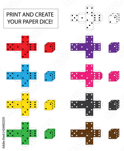 Dadi da gioco colorati da stampare e costruire