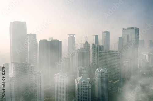 Severe air pollution with skyscrapers