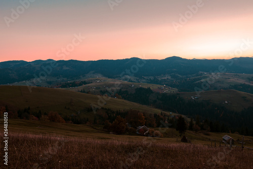 view from the mountain in the evening