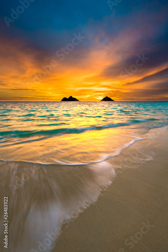 Sunrise at Lanikai Beach in Kailua, Oahu, Hawaii photo