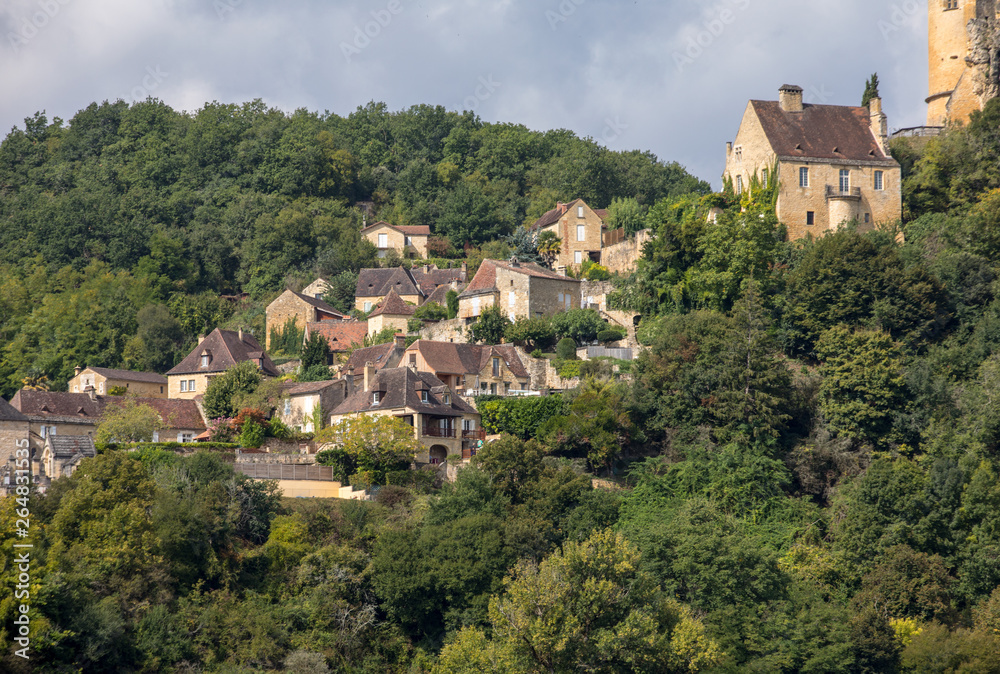 Village around Castelnaud-la-chapelle castle in Dordogne valley, Perigord Noir, France