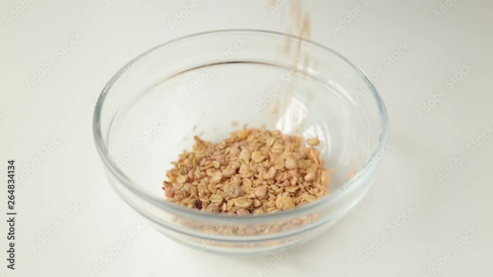 Fruit healthy diet porridge with berries. Granola for Breakfast, cooking in a bowl. Fruit healthy diet porridge with berries. Granola for Breakfast, cooking in a bowl.