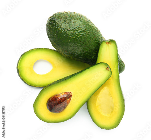 Fresh avocado on white background